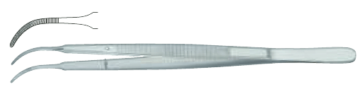 Пiнцет анатомiчний 180 мм, зiгнутий по радiусу, тонка робоча частина Surgimax 05-913-18